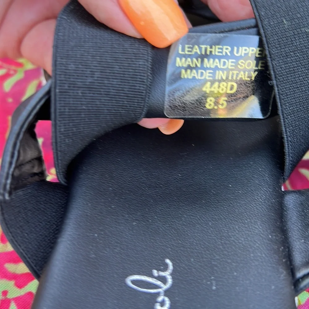 New Black Leather Strappy Slip On Cushion Sandals - Picture 8 of 15
